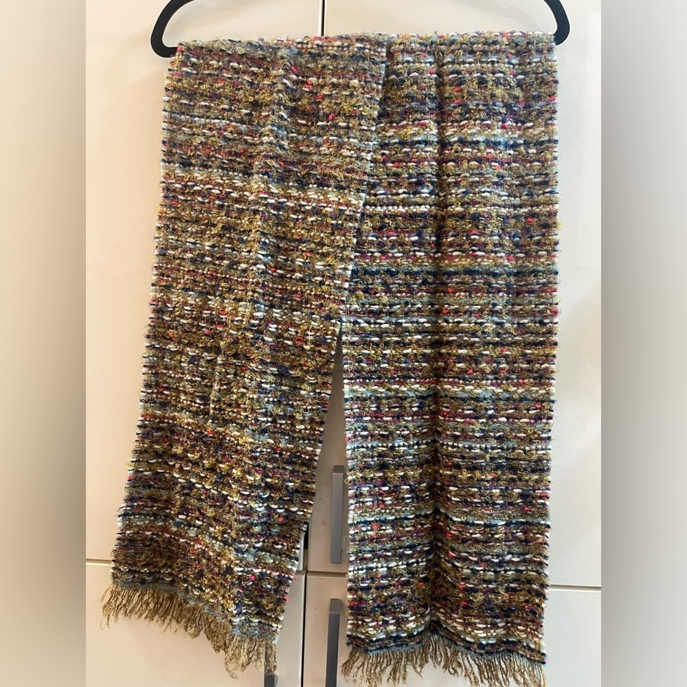 Guillaume de Mons Paris Scarf Mohair Wool Acrylic Blend Fringe multicolor